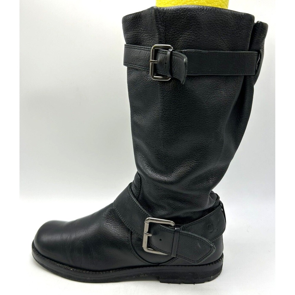 Gentle Souls Boots Womens 8 M Riding Buckle Moto Black Leather Soft Buttery Read